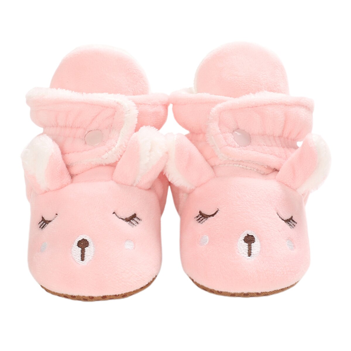 Schattige baby cartoon dieren laarsjes zachte zool pluche pantoffels peuter eerste loopjes met antislip houden warm comfortabele onderkant: Roze / 7-12 maanden