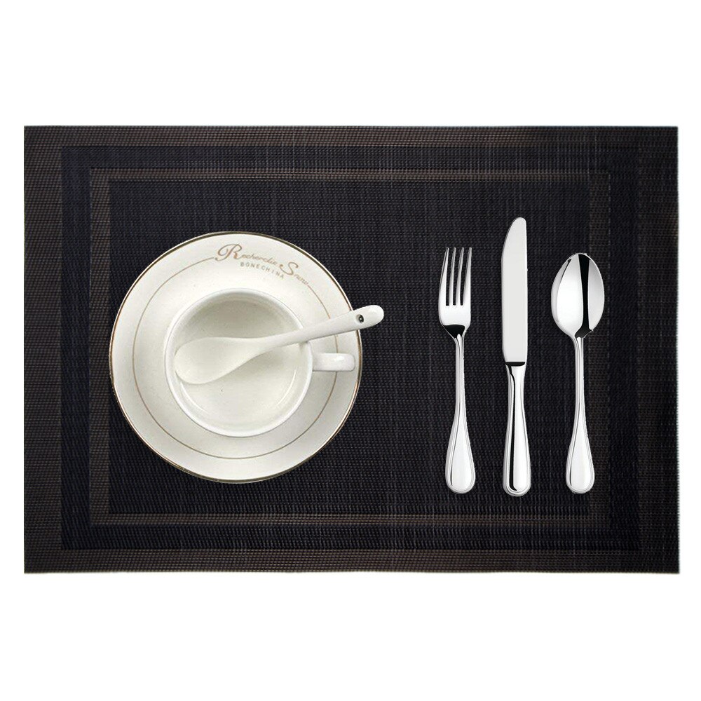 Tafel diner Placemat Geweven antislip PVC Isolatie Placemat Wasbaar Tafel Matten Voor Keuken d90808: bk