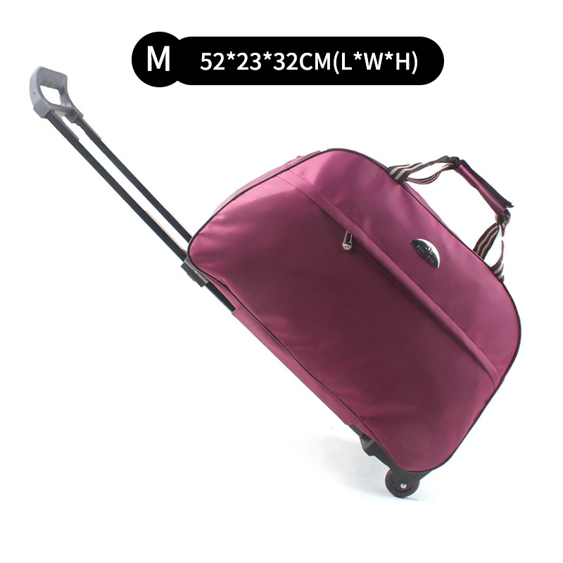 Portable Trolley Bag Rolling Suitcase Travel Luggage Storage Carry On Case Women Men Waterproof Business Boarding Bag On Wheels: Purple M