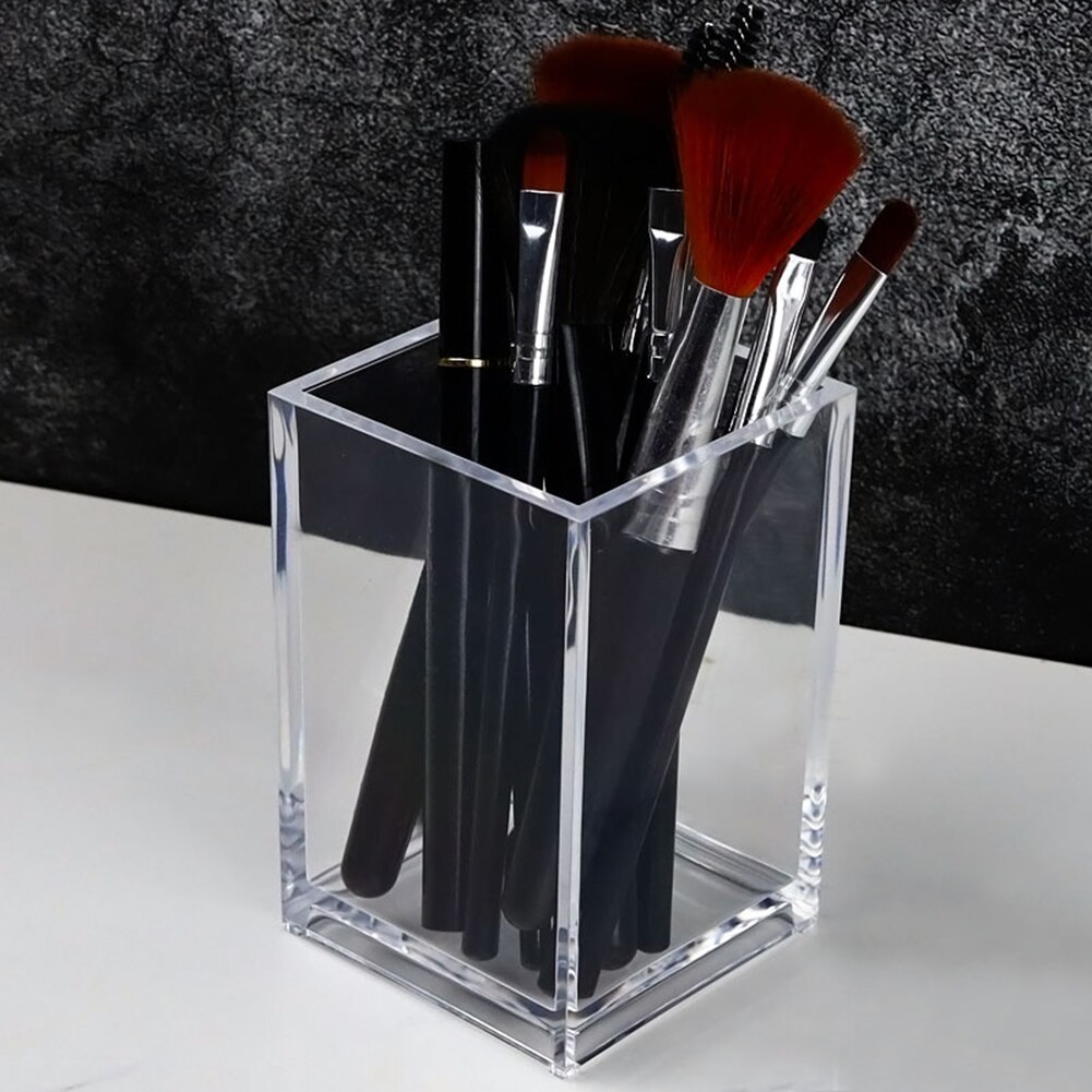 Make Up Organizer Plastic Makeup Brush Pot With Brushes Storage Acrylic For Cosmetics Holder Desk Cosmetic Storage Container