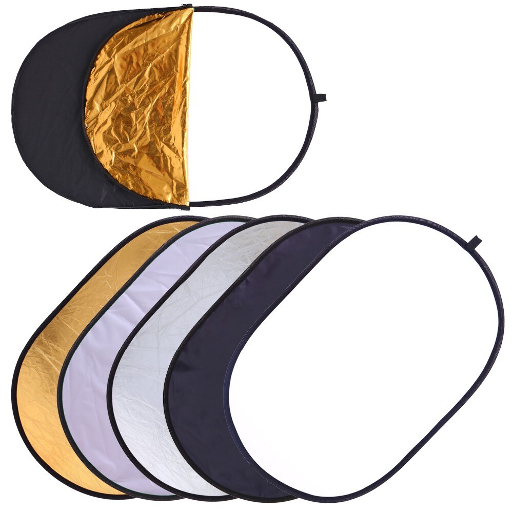 60X90Cm Multi Fotografie Studio Photo Oval Inklapbare Light Reflector Houvast Draagbare Disc 5 In 1 Fotografische Reflector