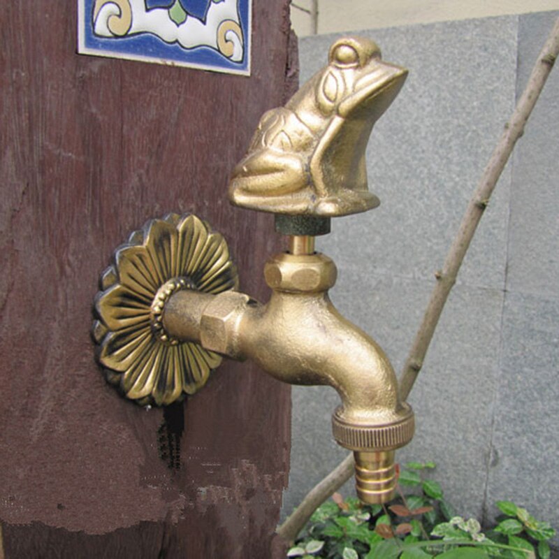 Grifo de jardín al aire libre con forma de animal, grifo de rana de latón antiguo para lavar mopa/grifo de Animal de riego de jardín