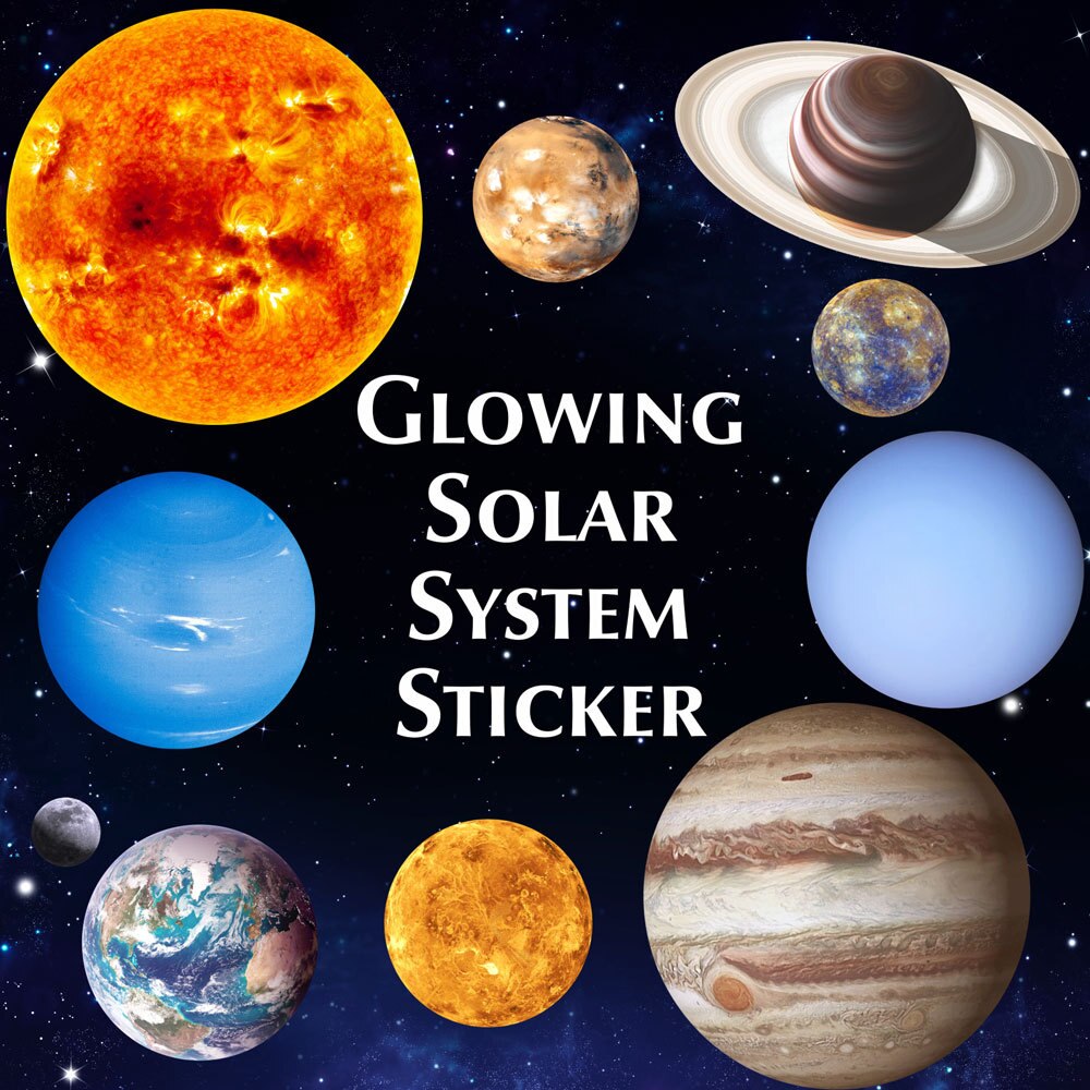 Glowing Wall wallpaper | Solar DIY Planet Wall Stickers 10PCS Decorative Stickers, Night Glowing Planet Sticker Wall Decorations
