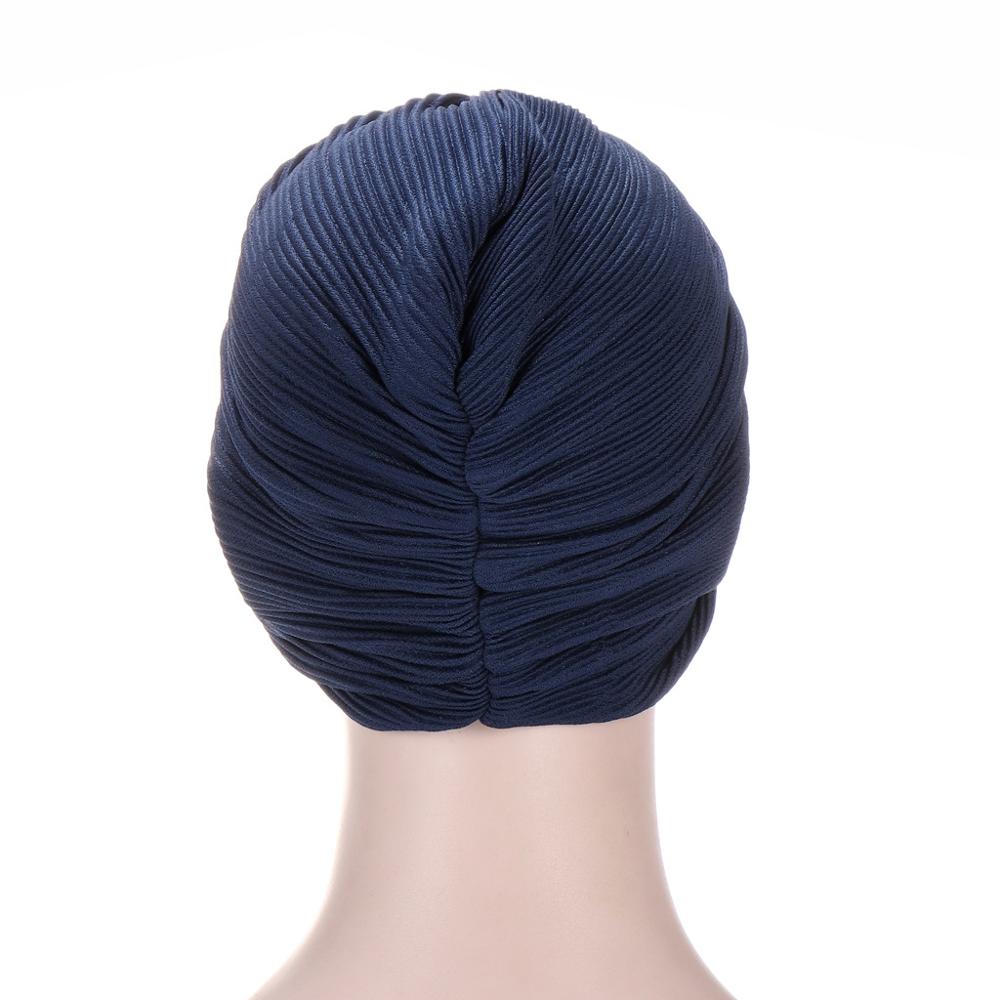 front torsadé turbans pour les femmes couleur unie turban hijab bonnet femme sous-écharpe casquettes islamique enveloppement tête turbante