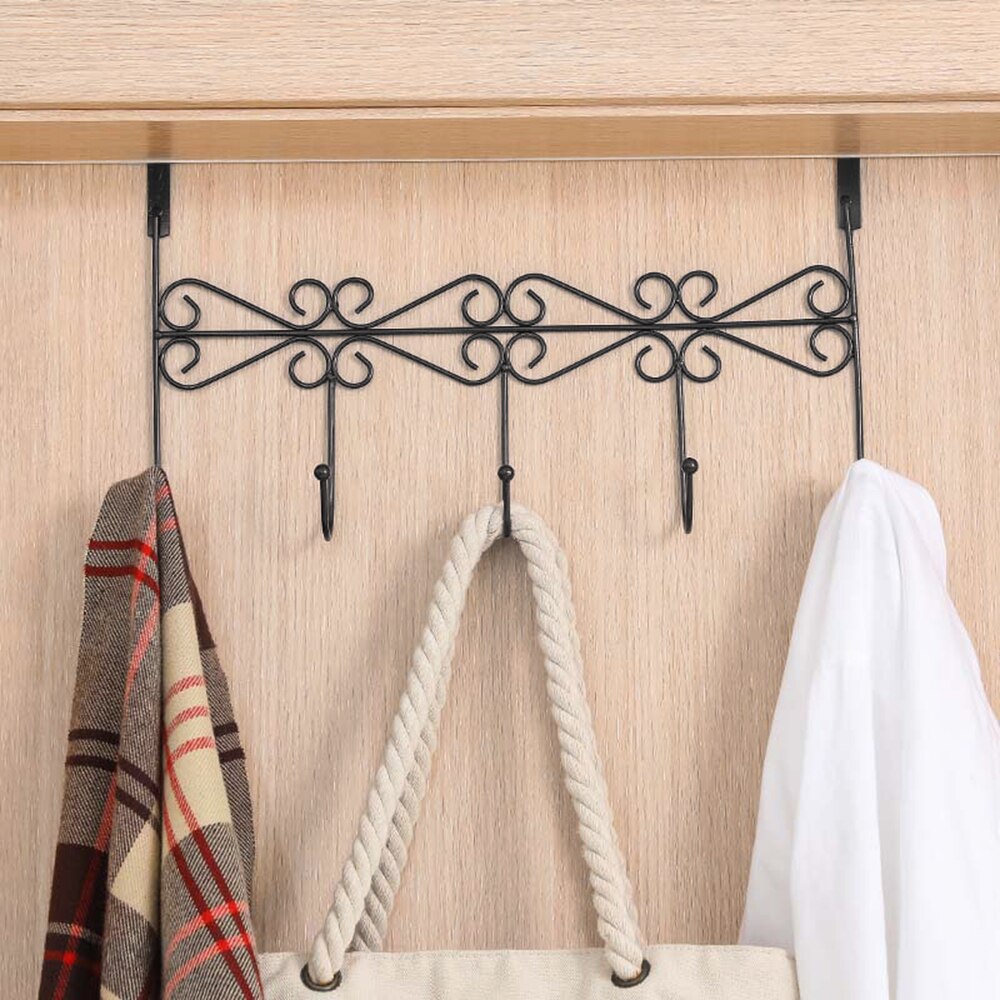 Over Door Hanger Rack 5 Hooks Decorative Ognazier Hook rack Stylish Retro Over Door Hanger for Home Office Use