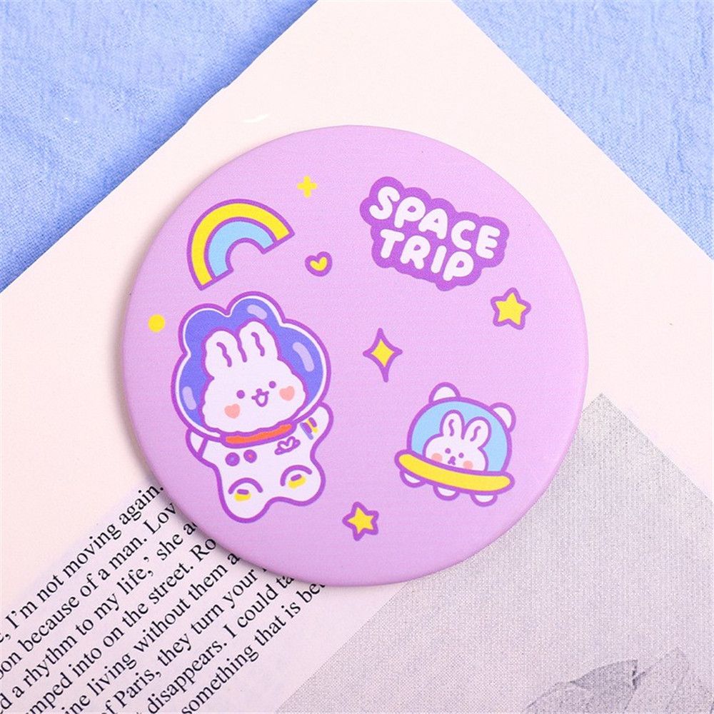 Mini espejo de dibujos animados, espejo redondo pequeño portátil, perfecto para niños y niñas, 1 unidad: purple rabbit