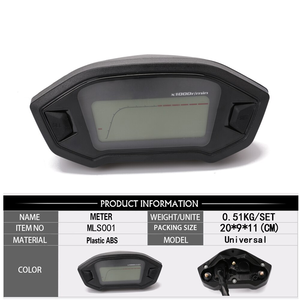 Universel Moto LCD Compteur de Vitesse Numérique Kilométrage Rétroéclairage Moto pour2, 4 Cylindres