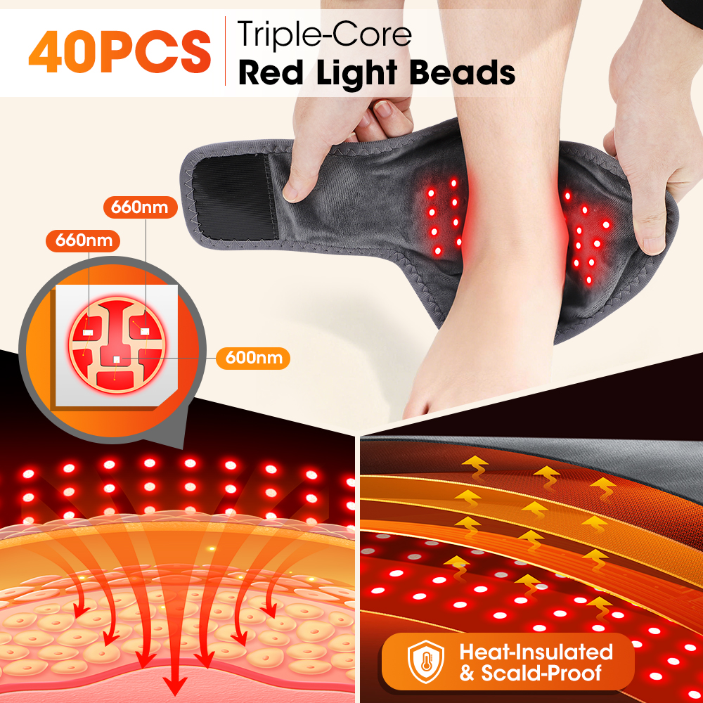 Rood licht draadloze enkelmassageapparaat Polsbandages Steunbrace Enkelverwarmingskussen Verwarmde hand- en voettrillingsmassageriem