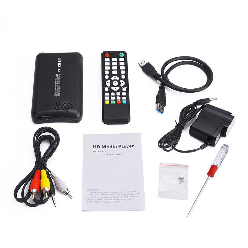 Lecteur multimédia HDMI 1080P lecteur multimédia Full HD USB3.0 lecteur de carte SD/HDD avec disque dur SATA 2.5 pouces intégré (prise ue)