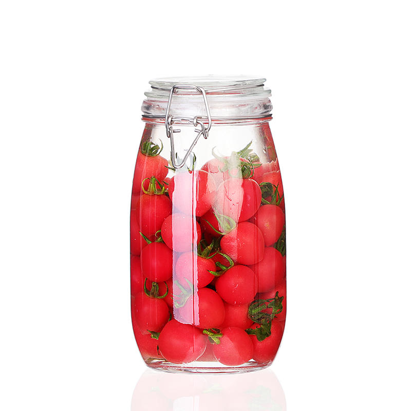 Thick Glass Kitchen Storage Jars Canister Jars with Clear Lid Container: Round 1500ML