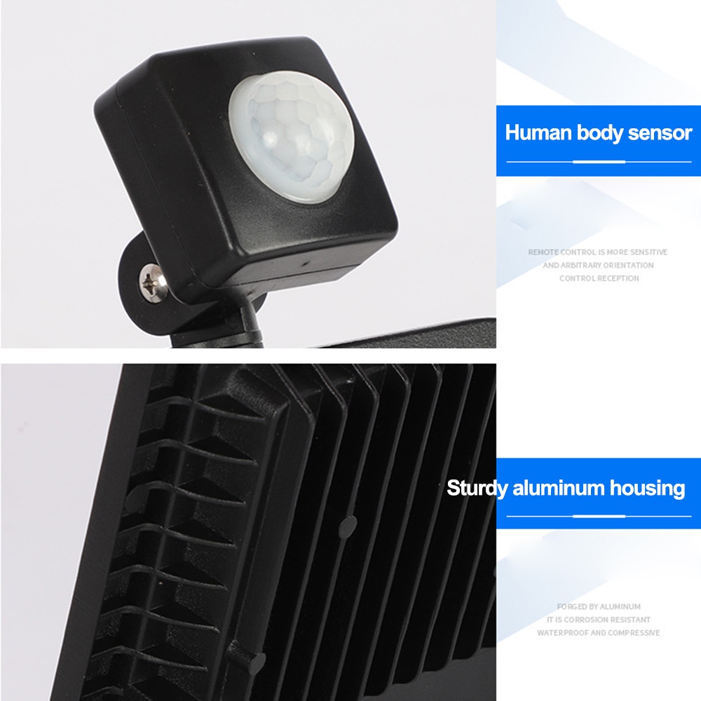 PIR Motion Sensor LED Floodlight 10W 20W 30W 40W 50W Waterproof Led Spotlight For Garden Wall Street Outdoor Lighting AC220V