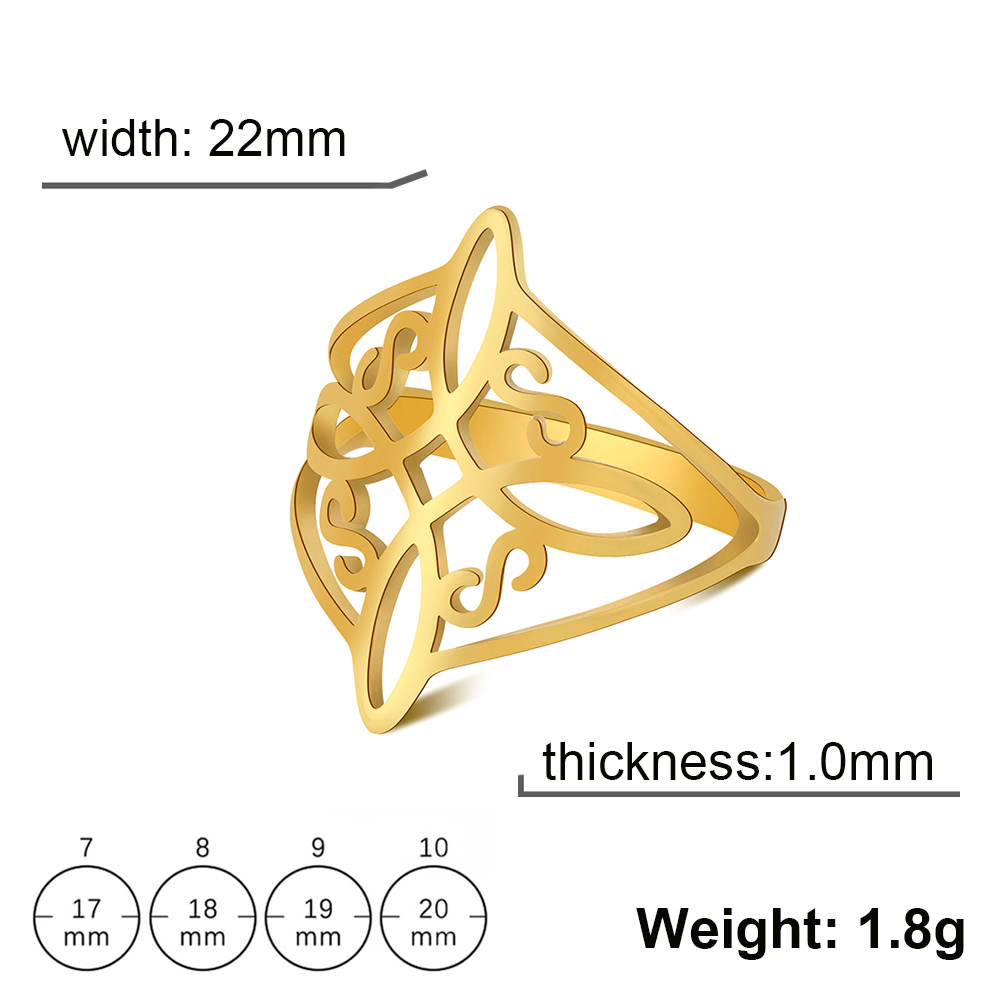 Skyrim Hexenknoten-Ring, Edelstahl, goldfarben, Hexerei, Amulett, Schutz, Fingerringe, Wicca, Kreuz, Celtics, Knoten, Schmuck