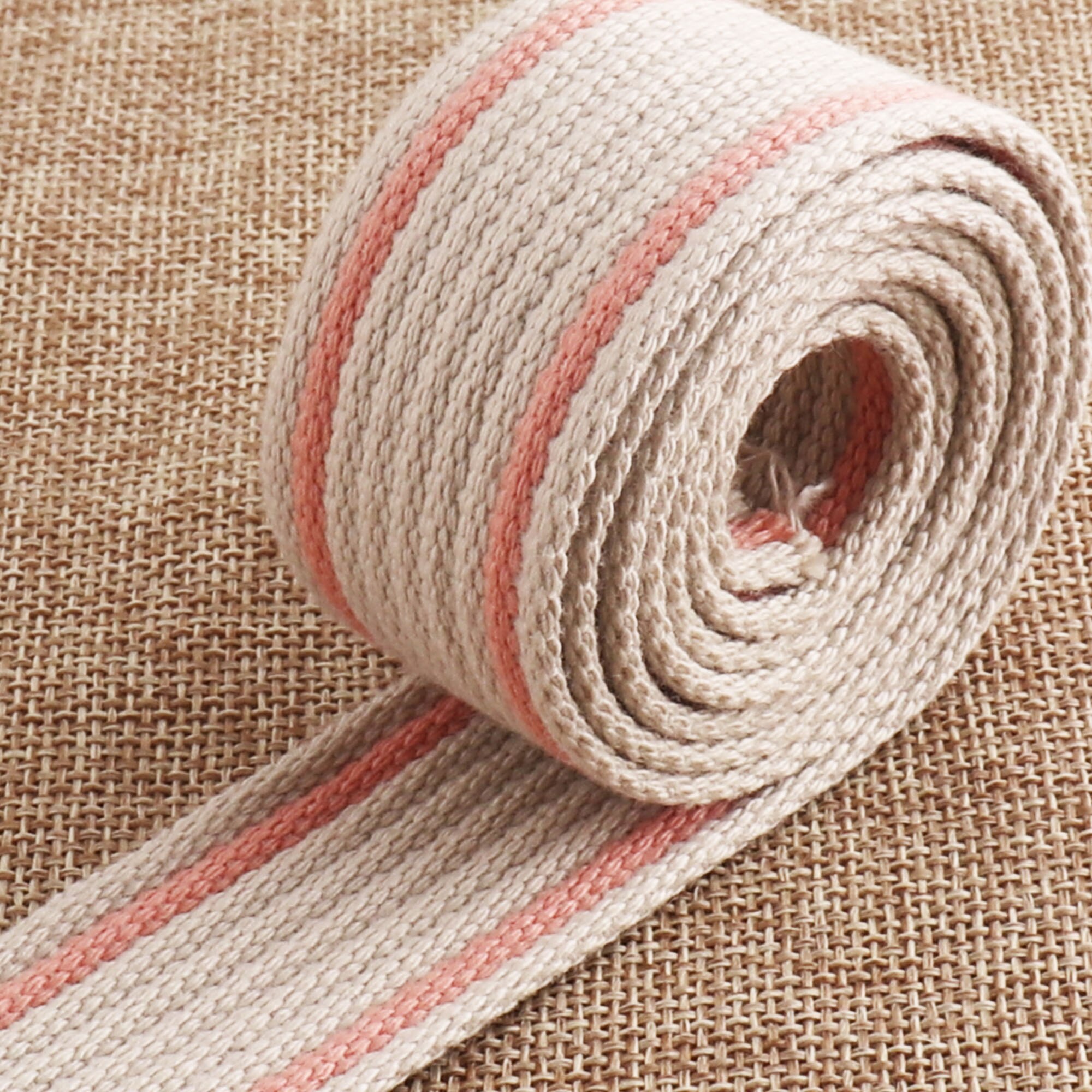 32Mm Singels Witte Roze Gestreepte Singels Nylon Webbing Katoen Webbing Katoen Canvas Portemonnee Bandjes Huisdier Halsbanden Leash 1 1/4"