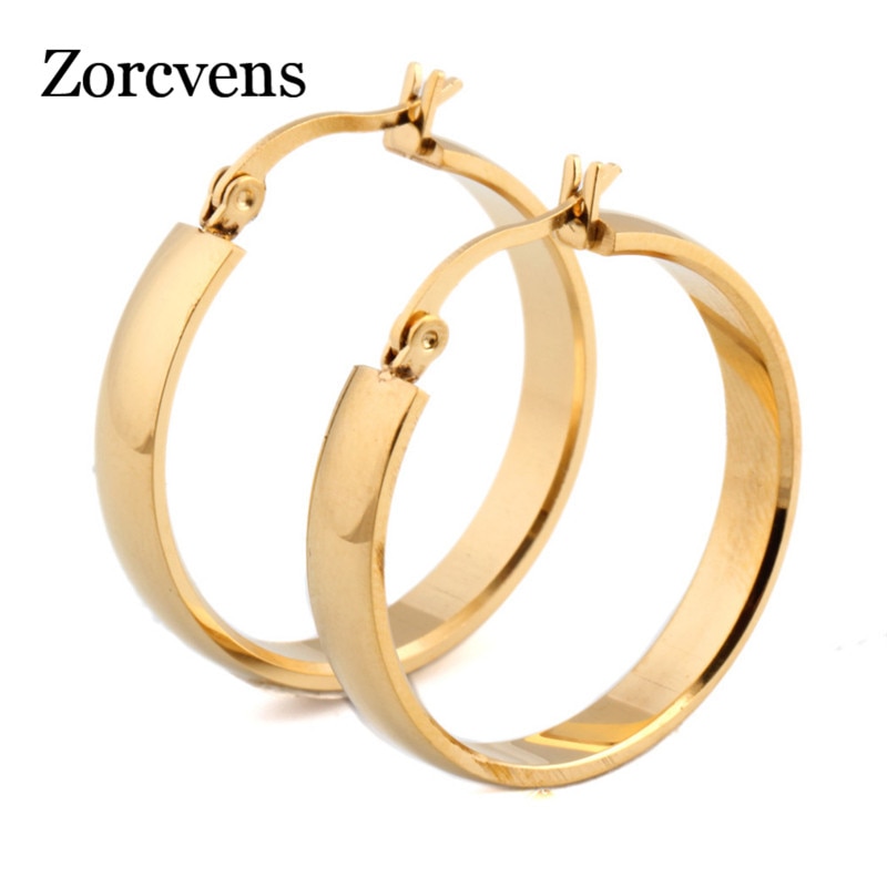 ZORCVENS Ohrringe Für Frauen Schmuck modisch 2 Farben Gold Farbe Edelstahl Band Ohrringe