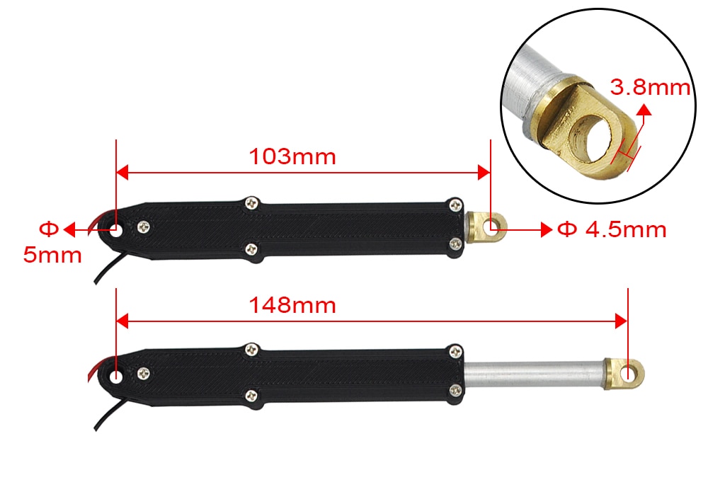 1pz 45/90 millimetri corsa di corsa di simulazione cilindro N20 di spinta elettrica asta di metallo pushrod per Accessori Modello FAI DA TE RC Escavatore parte