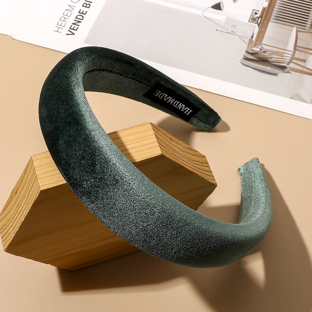 Female Bezel Padded Headband for Women Vintage Solid Thick Hair Hoop Velvet Hairband Sponge Hair Band Girls Hair Accessories: SKY BLUE