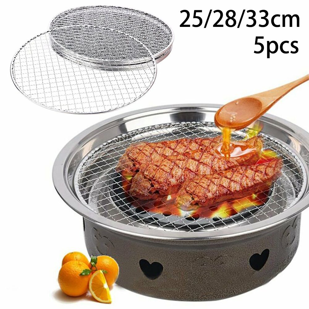 5 stücke Grill Racks Runde Einweg Draht Net Grill Racks Eisen Braten Rost Kochen Grill BBQ 25CM 28CM 33CM Kochen Net Werkzeug