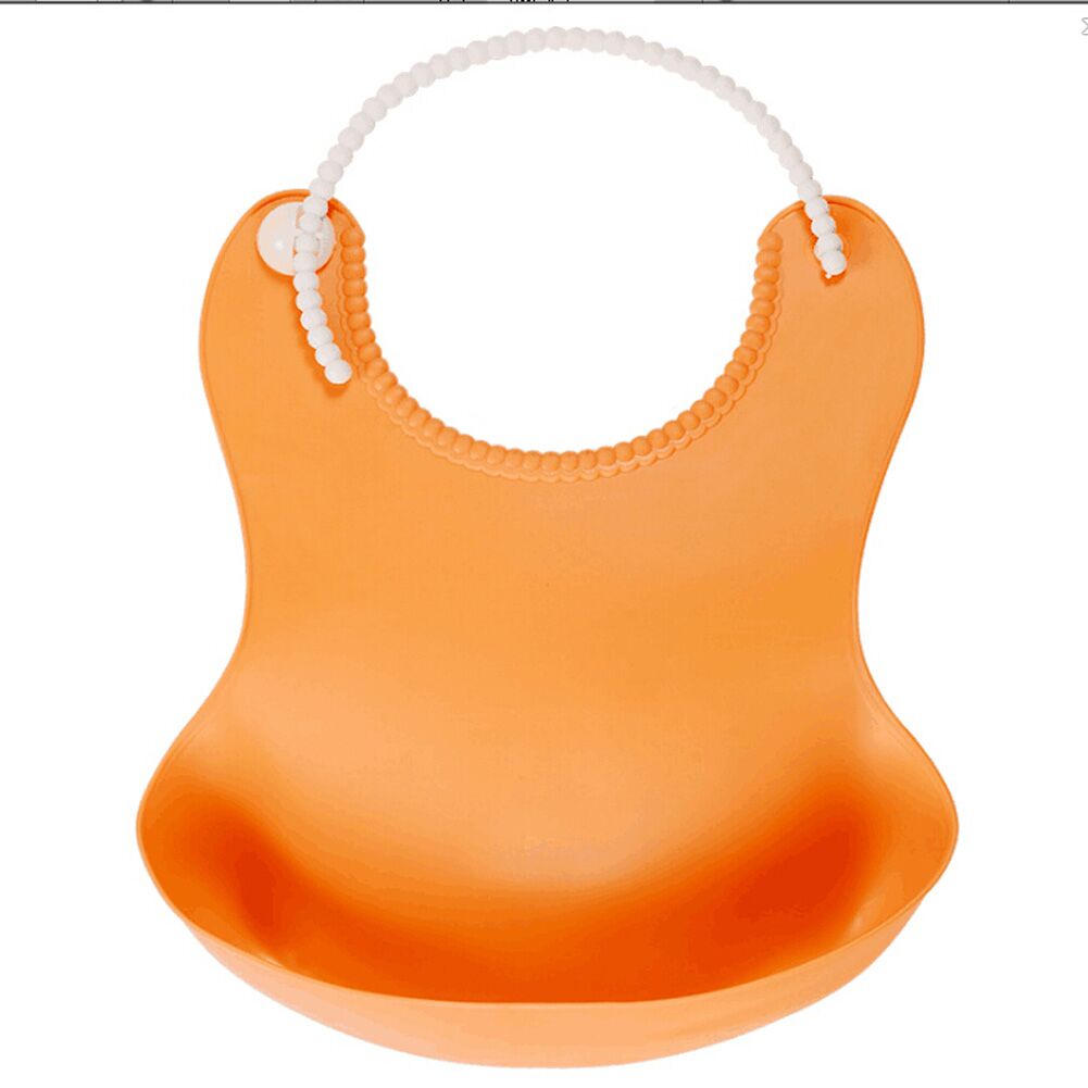 Babero suave impermeable de silicona para bebé, recogedor de migas enrolladas lavable, para alimentación, TPE, compacto, seguridad atractiva: Naranja