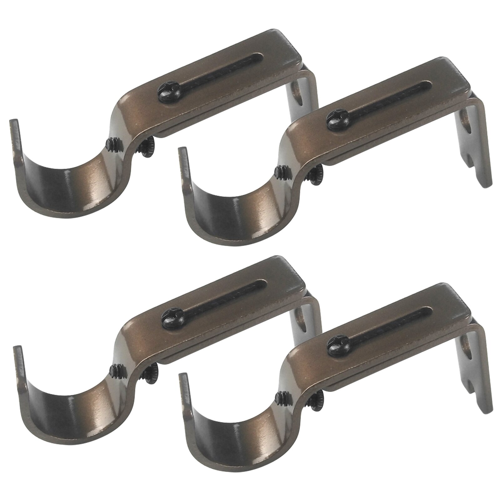 With Screws Hardware Heavy Duty Adjustable Length Curtain Rod Bracket Window Frame Bedroom Home Iron Easy Install Wall Mounted: 4pcs / Brown