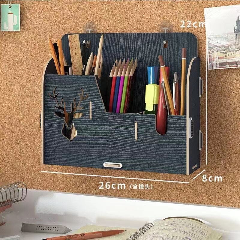 DIY desktop storage box pen holder desktop learning pen holder office desk organizer storage rack supplies wood