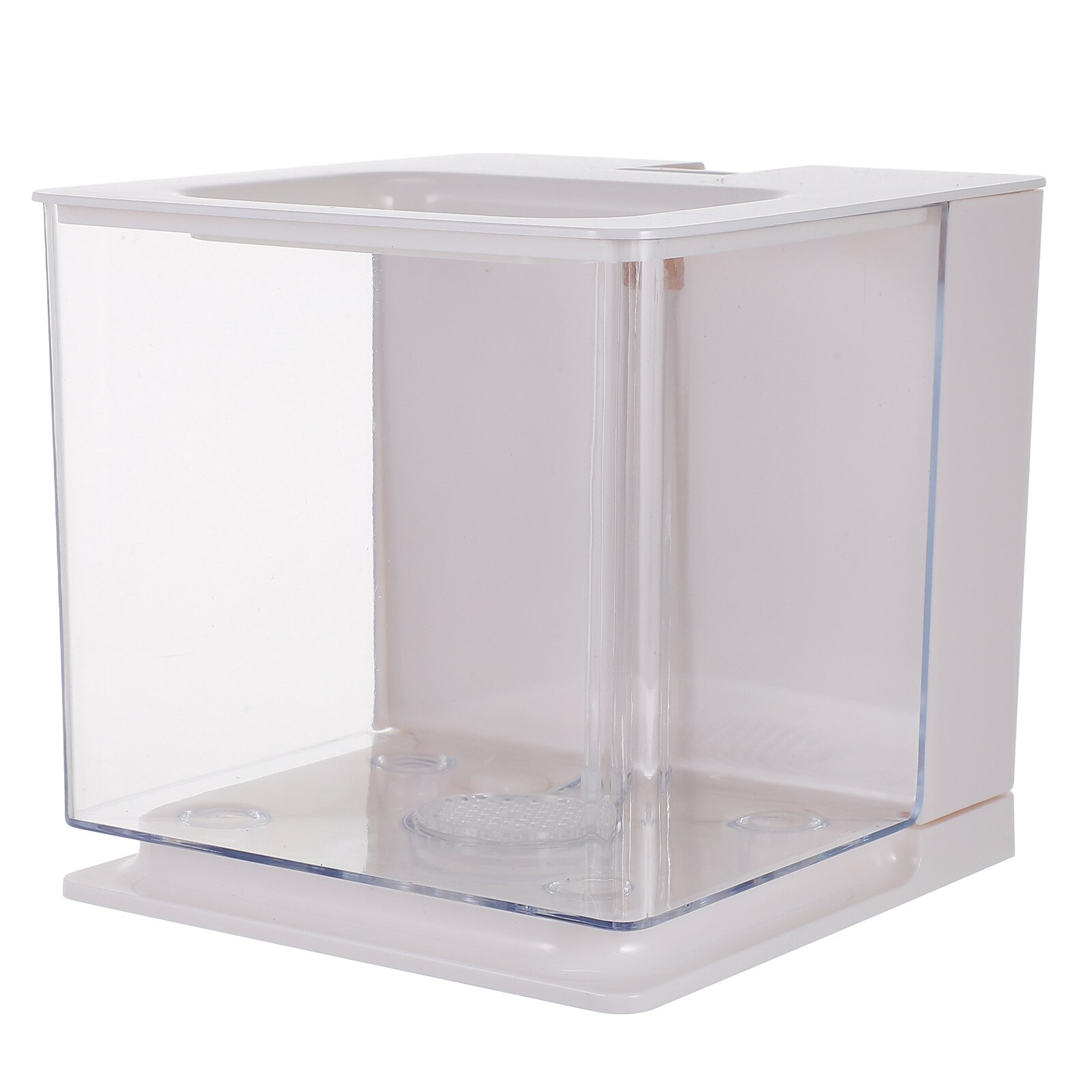 Small Fish Tank Transparent Fish Tank Fish Rearing Container Acrylic Fish Tank: White