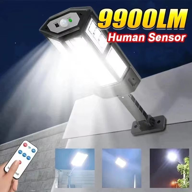 Neueste leistungsstarke Solarleuchten für Höhle Außenbereich, Solarlampe mit Bewegungsmelder, 4-Modus, wasserdicht, IP65, Solar--Gartenlicht, Straße, Hoflaterne