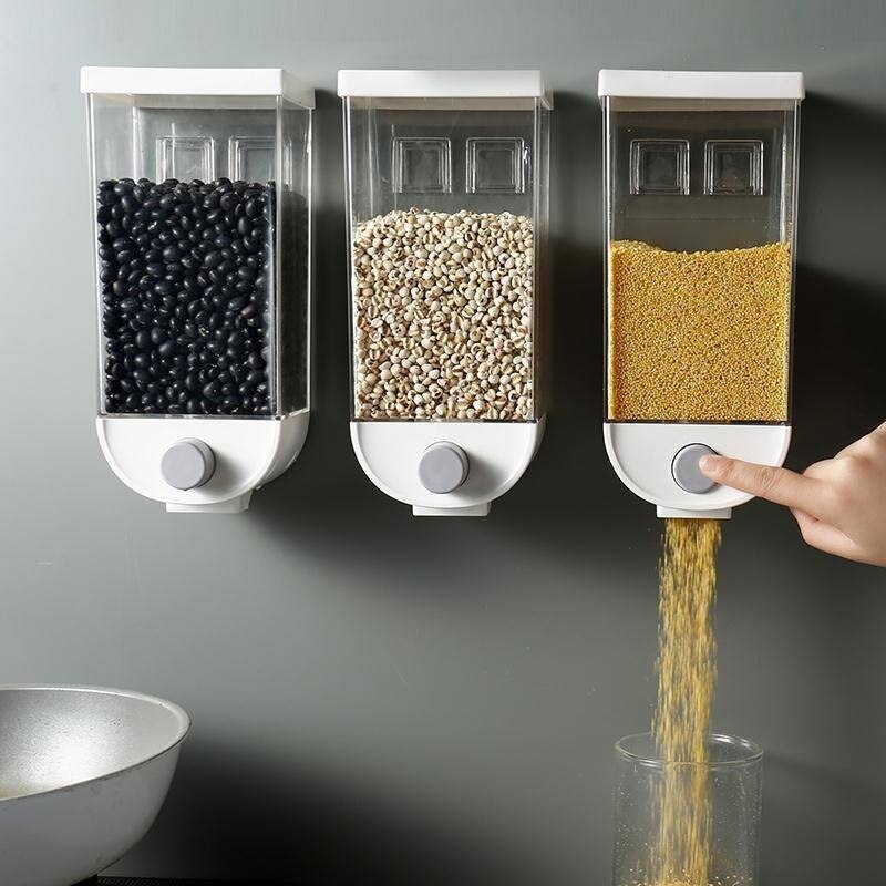 Korn opbevaringsboks 1000/1500 ml vægmonteret korn mad opbevaringsbeholder køkken korn ris bønne forseglet dåse havregryn dispenser