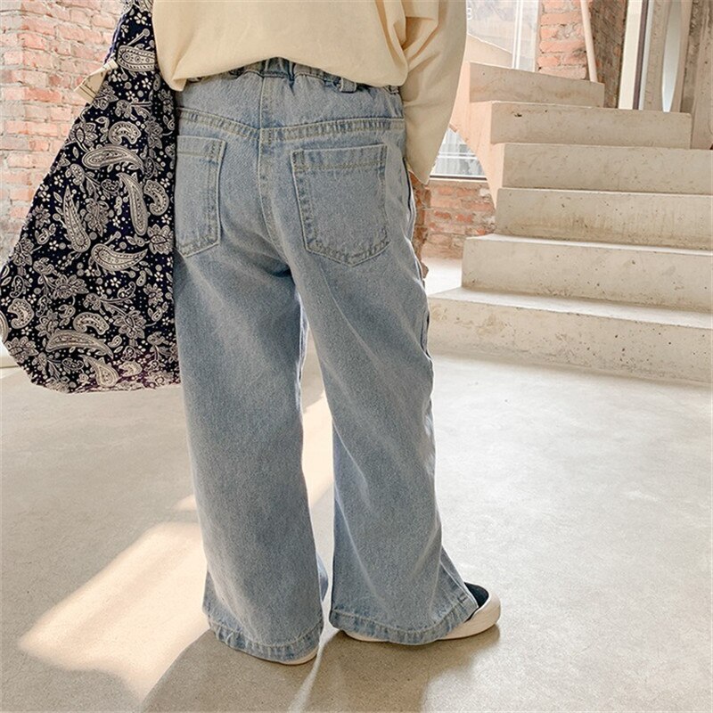 2-8T Jeans for Girls Toddler Kid Clothes Split Denim Pants Streetwear Infant Childrens Trousers Outfit