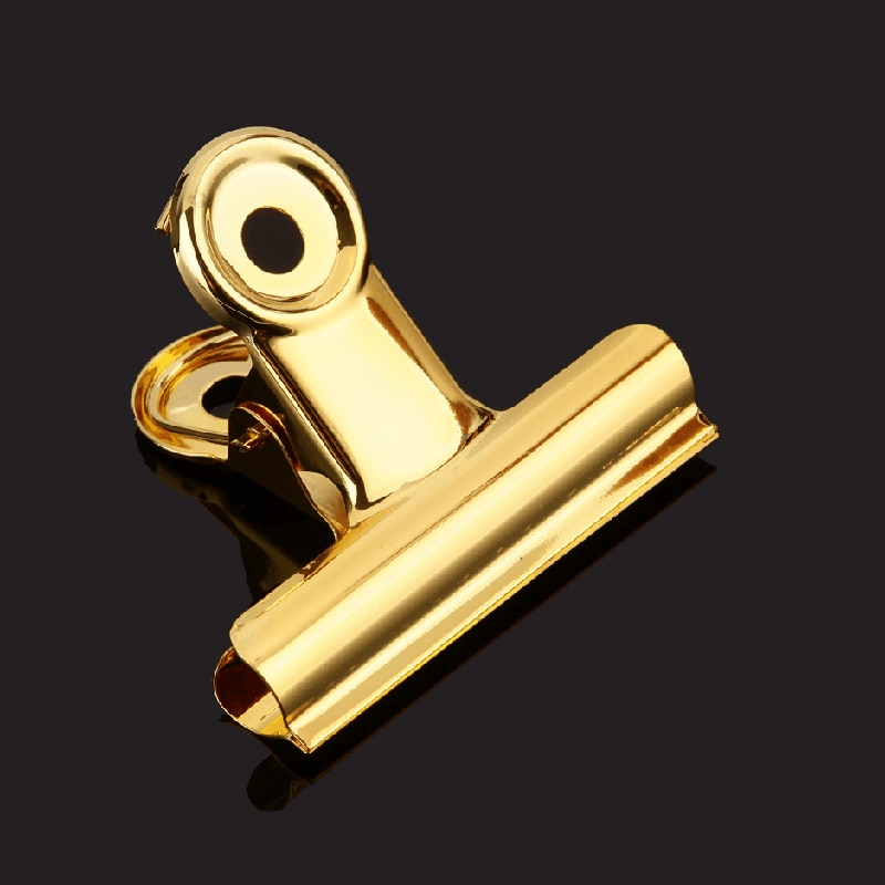 1Pc 30 75MM Round Metal Grip Clips Gold Bulldog Book Clip Stainless Steel Ticket Clamp Photo Holder Office Stationery Supplies