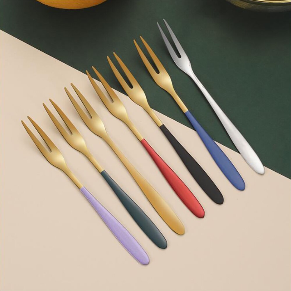1 Tenedor de fruta original de acero inoxidable de para uso doméstico, postre de fruta, tenedor de pastel de Luna, tenedor de restaurante, tentempié, tenedor de postre