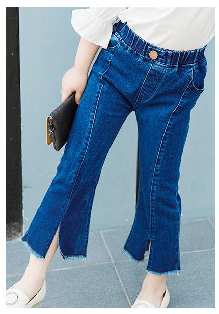 Mellomstore og små barn slim jeans jenter jeans sommer yttertøy barn dusk flared bukser barn jeans: Blå / 6t