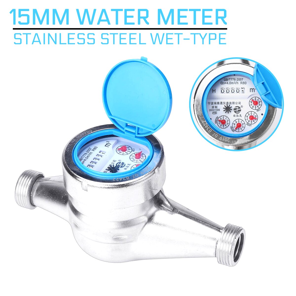 15mm wodomierz ze stali nierdzewnej typu mokrego miernik zimnej wody z tworzywa sztucznego typu wirnik licznik pomiarowy dotknij tabeli licznik domu Garde narzędzia