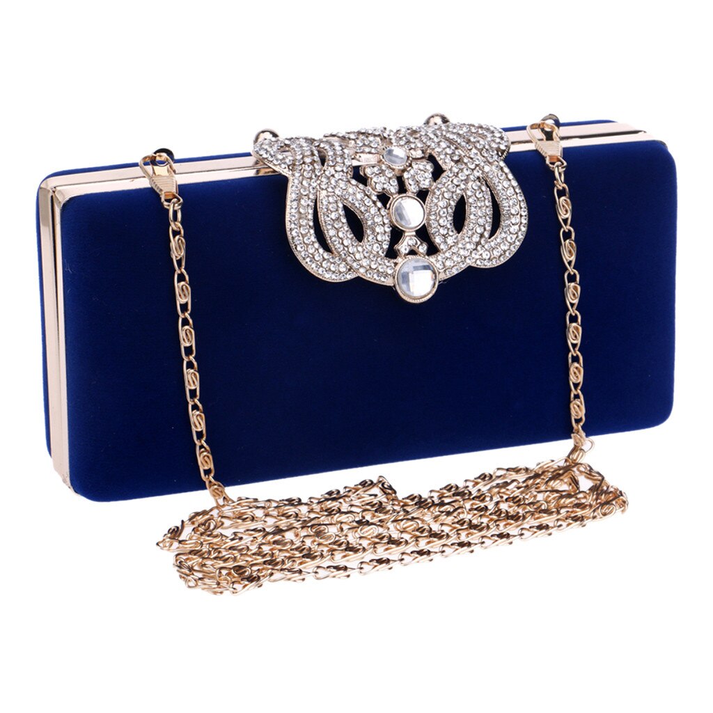 MOLAVE Handtassen Solid zakken voor Vrouwen Mode Avond Handtassen Party Sparkly Clutch Purse Schouder Cross Bag Minaudiere 9515: Blue
