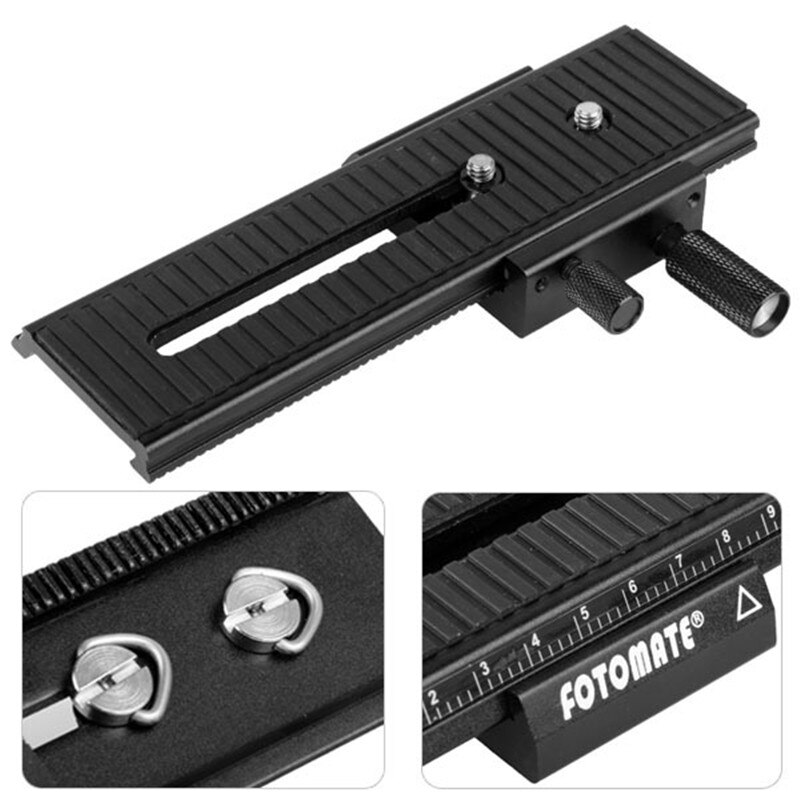 2 Weg FOTOMATE LP-01 Macro Focusing Rail Slider Voor Can & n Nik & n S & ny Pentax DSLR 1/4 "Schroef Scherpstellen Movable