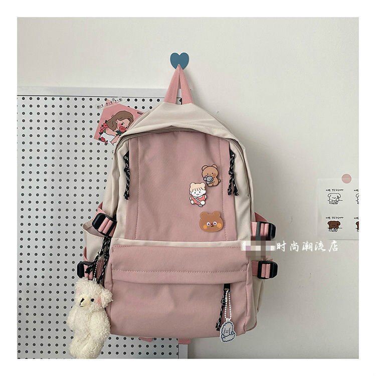 Schoolbag Female Students Korean Versatile Backpack Campus Harajuku Multifunctional Backpacks Mochila Mujer: Pink