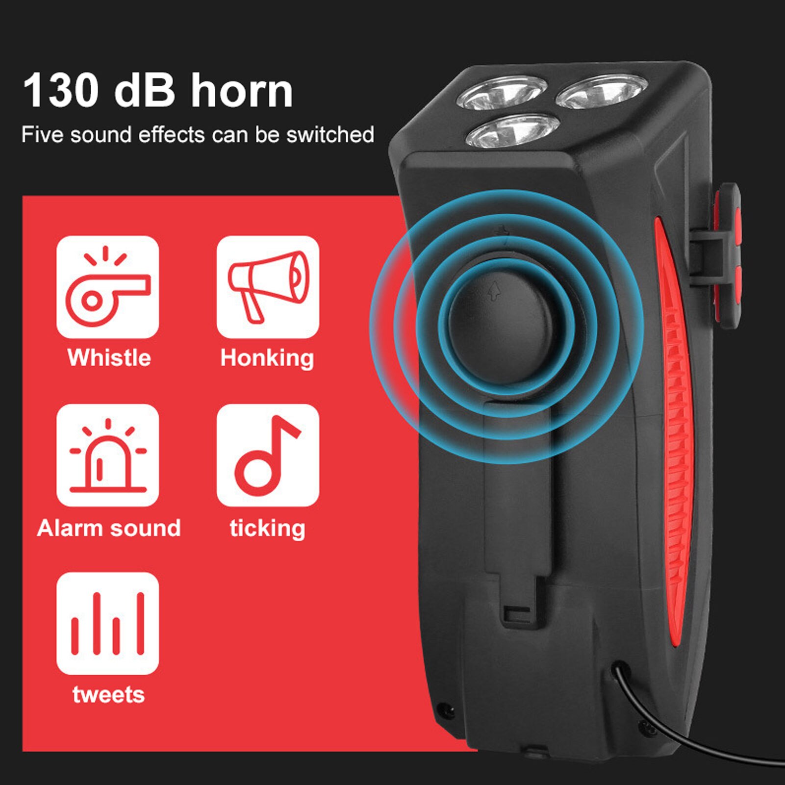 4 in 1 Cycling Front Light Bicycle Light Multi-Function Flashlight Bike Horn Alarm Bell Phone Holder Power Bank Bike Accessories