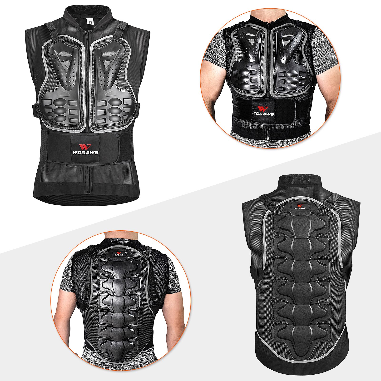Body Chest Spine Protector Armor Vest for Skiing Skating Motorcycling Mountain Biking