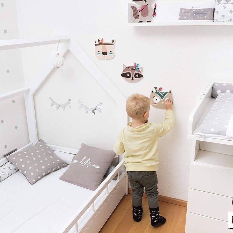 Style nordique enfants chambre ornements dessin animé animaux renard bébé chambre berceau décor enfant dessin animé Animal tête mur décor enfant