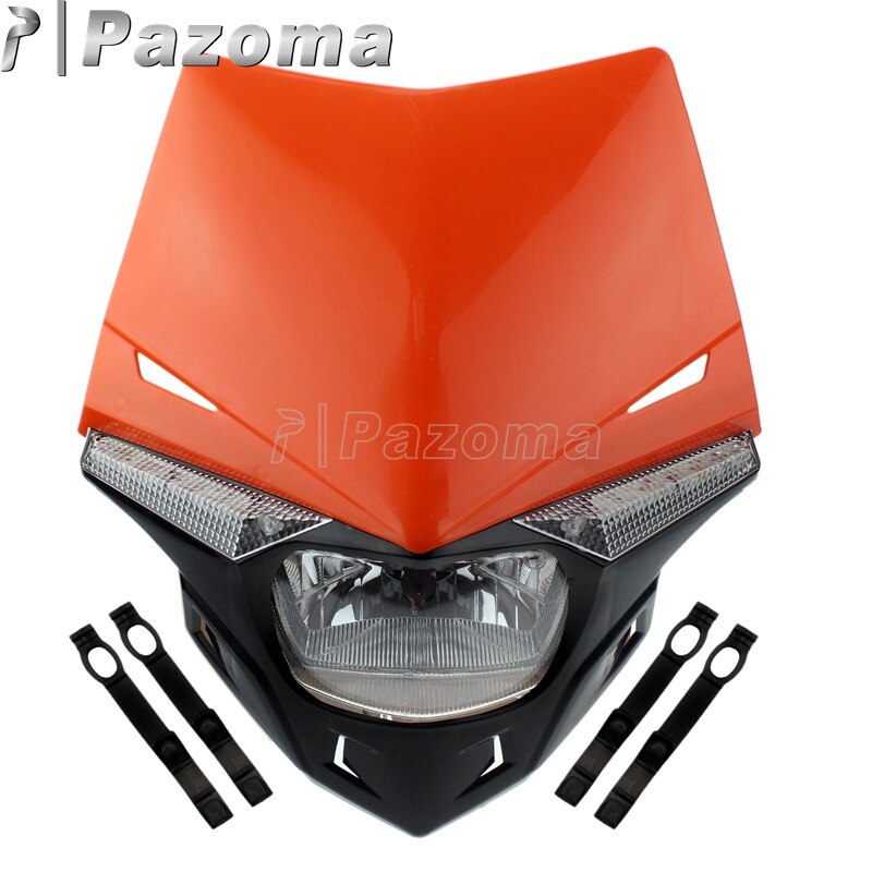 Motorrad Enduro Kopf Licht Supermoto Moto-Cross Universal- Scheinwerfer Dual Sport für KTM EXC SX SXF XC MX SMR: Orange
