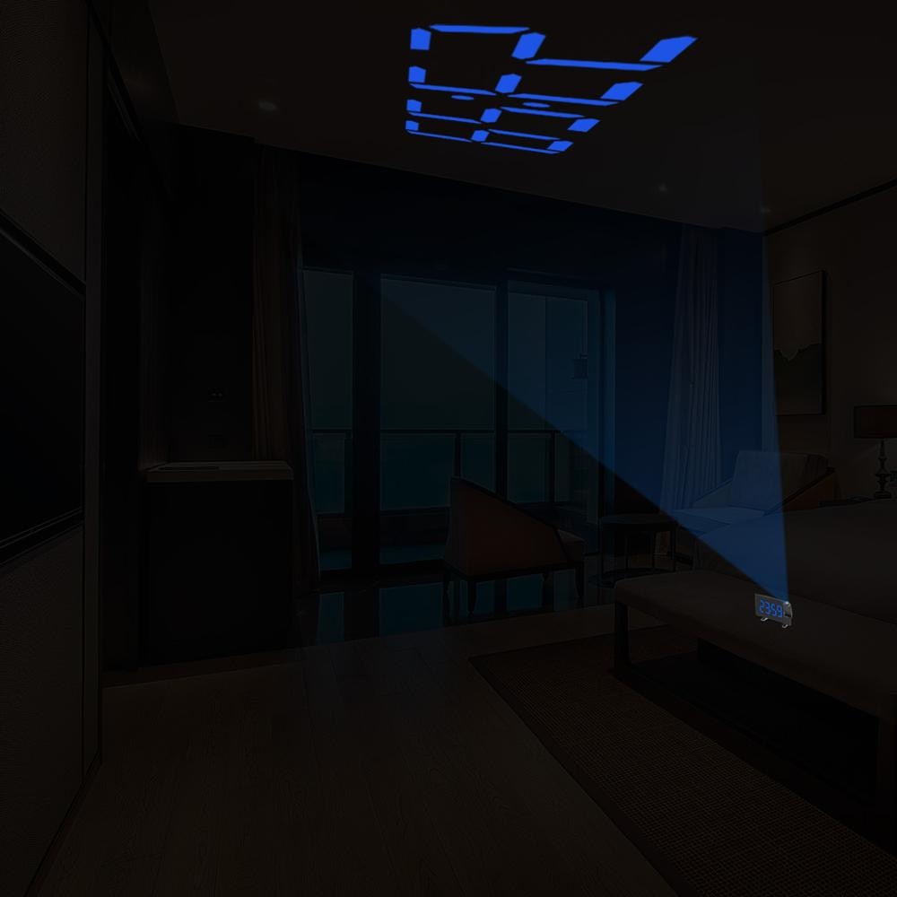 Digital FM Radio Alarm Clock With Projection 4 Alarm Sounds 9 Min Snooze Function Sleep Timer For Home Office Bedroom