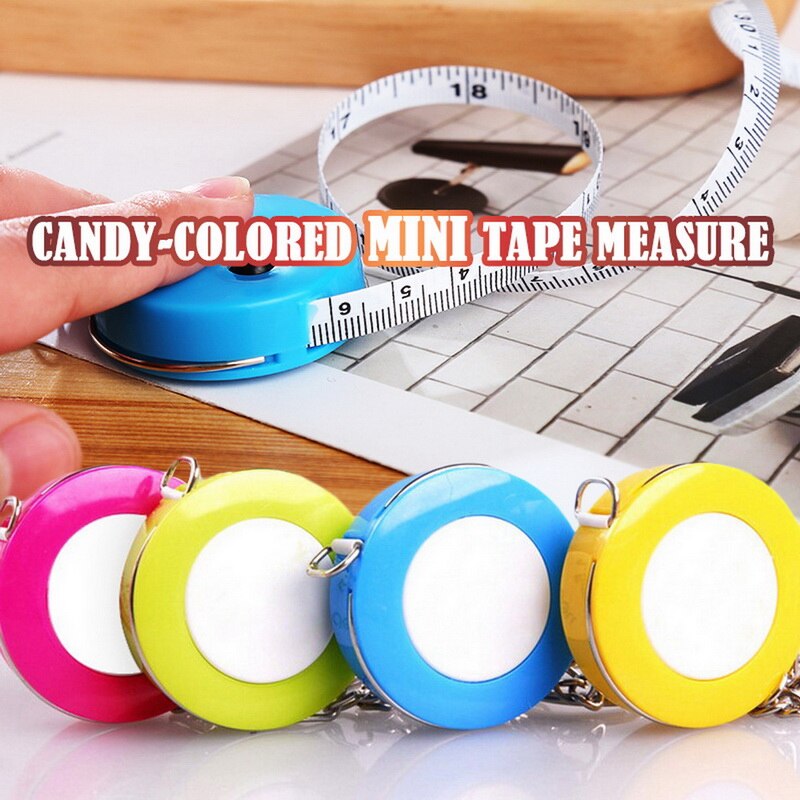 Snoepkleurige draagbare sleutelhanger meetlint 1.5 meter lengte kledingmaat meetlint kleine meetlint