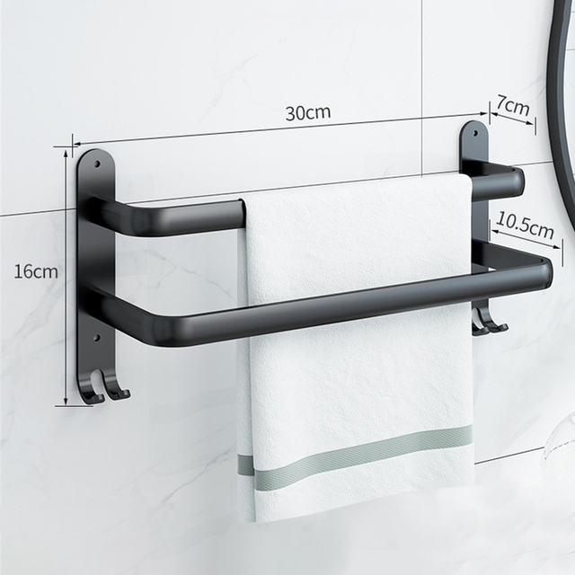 30-50cm veggmonterte håndklehengere håndklestativ baderomstilbehør håndklestang i aluminium matt svart dusjhåndkleholderkrok: Lilla