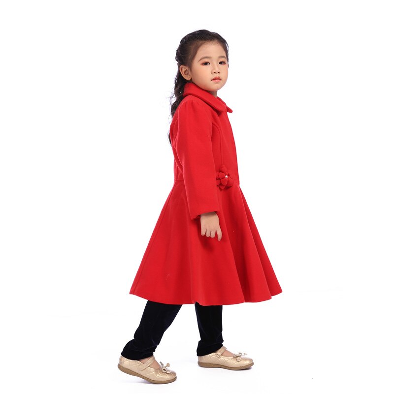 Abrigo ropa de calle para niña, chaquetas para niño y niña, abrigo largo rojo para niña, ropa informal, novedad de invierno y otoño