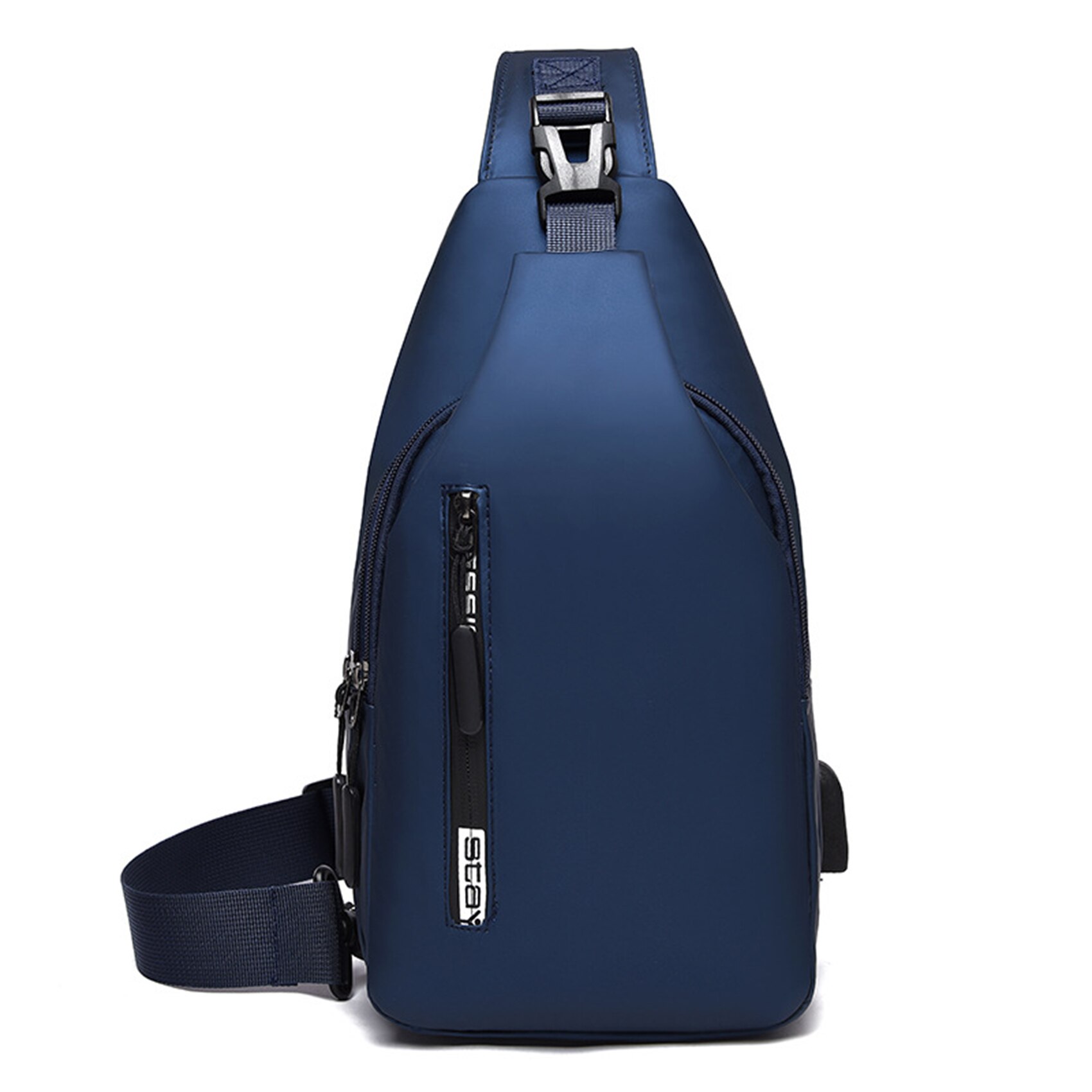 Udendørs herre skuldertaske slynge vandtæt brystkryds-body tasker med usb opladningsport til rejser: Blå