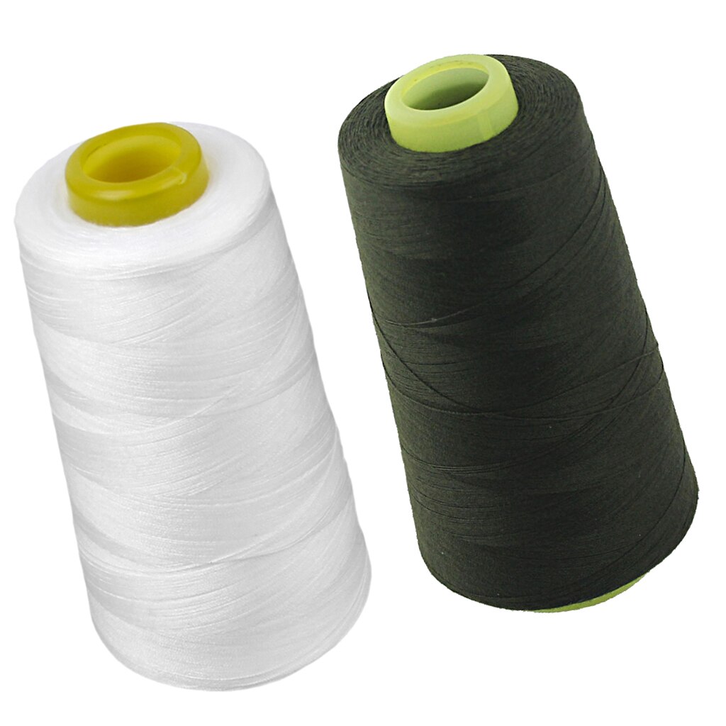 Conos de hilo de coser de poliéster negro blanco para bordado, punto de cruz, mano o máquina de coser