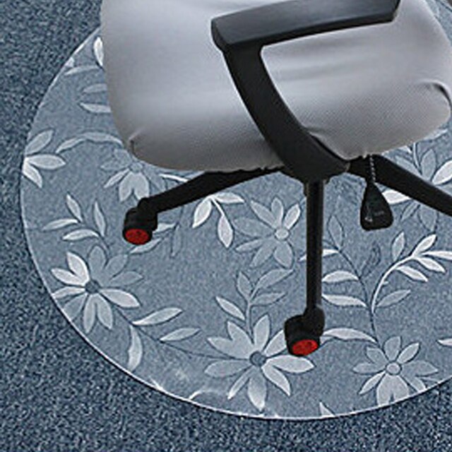 Pvc Transparent Waterproof D' Water Round Mat Wood Floor Protection Mat Computer Chair Mats Protectors Plastic Soft Carpet Rug: Cosmos flower / 70cm round