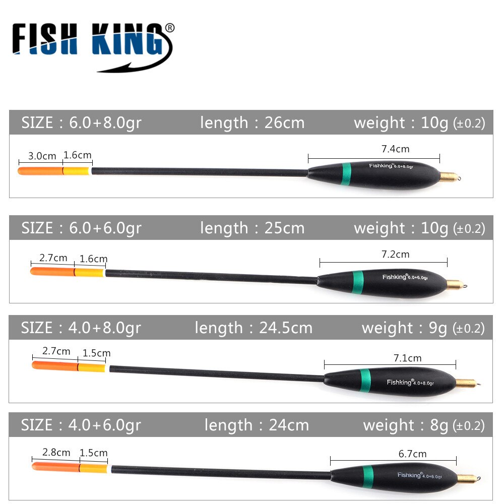 FISH KING-flotador de pesca Bobber de abeto, 5 estilos, tamaño mixto 20cm-26,5 cm, boya de roca oceánica de cobre, aparejos de pesca de carpa: 6107-4pcs