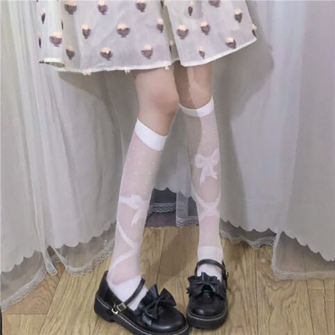 Japanese Velvet Long Socks Over The Knee Striped Socks Stockings Female Student Jk Uniform Knee Socks Thin White Summer Thin: 4