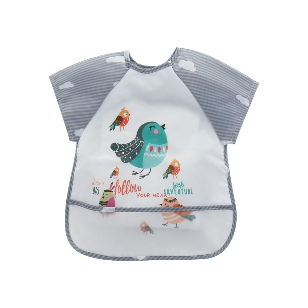 freundlicher Lätzchen Sommer Baby Niedlichen Ebene ärmellos Wasserdichte Fütterung essen Lätzchen Zeichnung Schürze Mädchen Junge freundlicher Lätzchen freundlicher Zubehör: grau vogel
