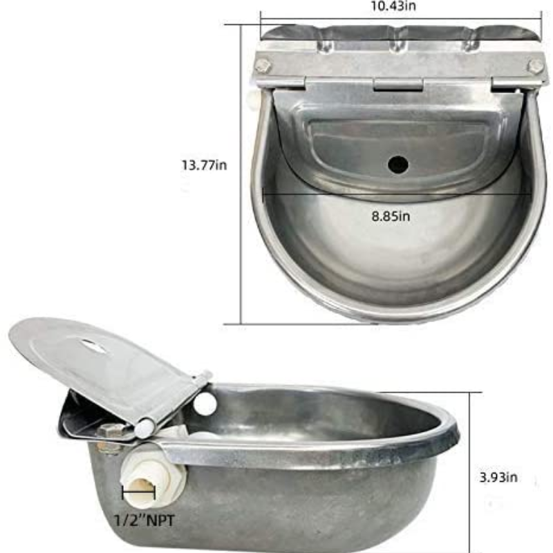 Tigela para beber gado, economia de água, bola flutuante automática, aço inoxidável 304, bebedor de gado, calha de água para fazenda de gado